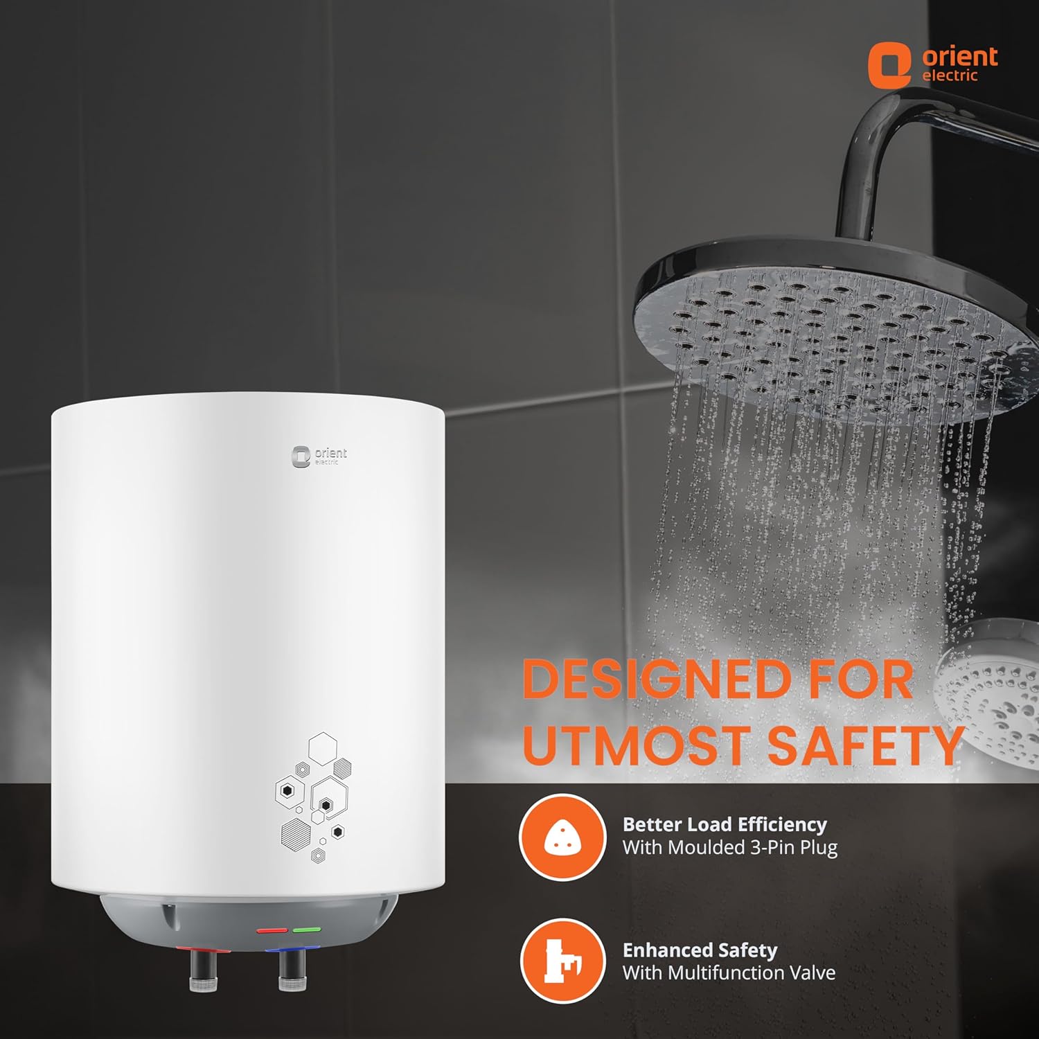 Orient Electric Ecoswift Pro 15L Water Geyser with HPE Technology | Rust Proof Water heater for home bathroom | Advanced 5 Level safety Shield with Overheat Protection | 5 Years Warranty