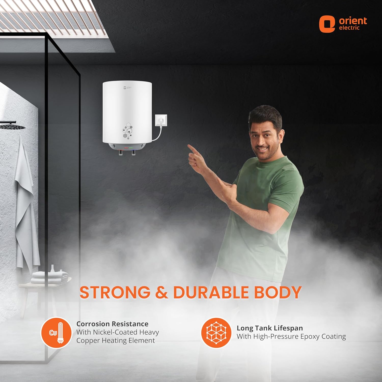 Orient Electric Ecoswift Pro 25L Water Geyser with HPE Technology | Rust Proof Water heater for home bathroom | Advanced 5 Level safety Shield with Overheat Protection | 5 Years Warranty