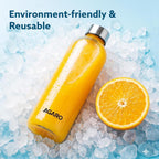 AGARO Elite Borosilicate Glass Water Bottles, Pack of 3 (1 L)