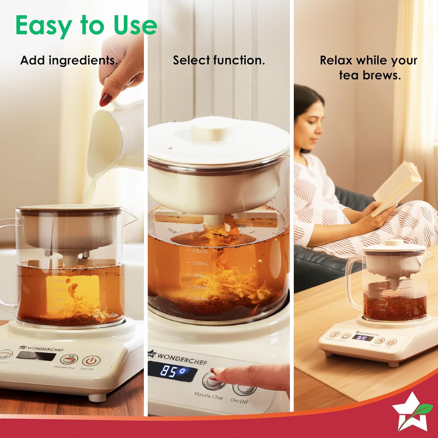 Wonderchef Chai Magic, Fully Automatic  500ML Glass Jar