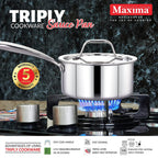 Maxima Triply Stainless Steel Sauce Pan with lid (Induction Frienly) 14 cm
