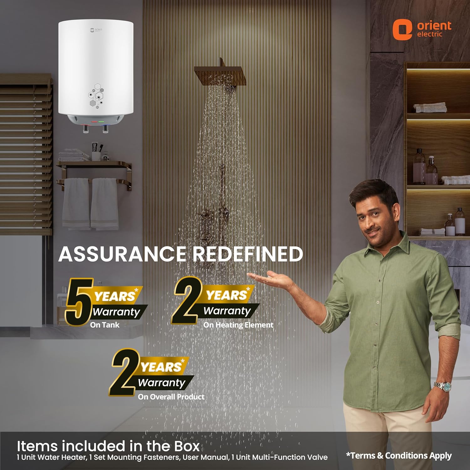 Orient Electric Ecoswift Pro 25L Water Geyser with HPE Technology | Rust Proof Water heater for home bathroom | Advanced 5 Level safety Shield with Overheat Protection | 5 Years Warranty