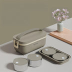 Lifelong Electric Lunch Box LLELB01 with portable heating base and four food containers (2 x 300ml + 2 x 175ml), ideal for keeping homemade meals warm, fresh, and ready to eat at the office, school, or while traveling.