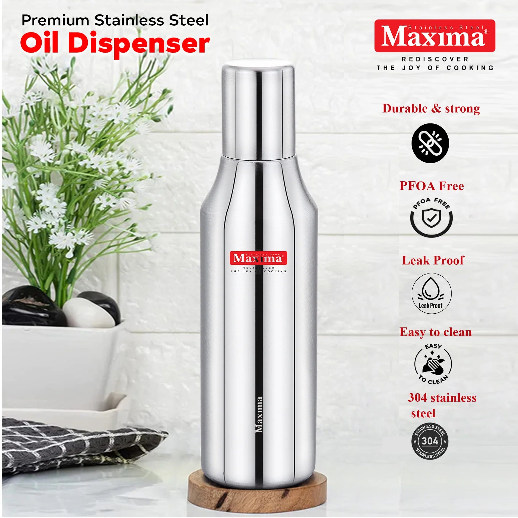 Maxima Stainless Steel Oil Dispenser Pot/ Oil Pourer
