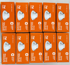 Twelve orange retail boxes of Orient 7W recessed LED downlights arranged in a grid. Each box features a clear window showing the white cylindrical downlight inside.