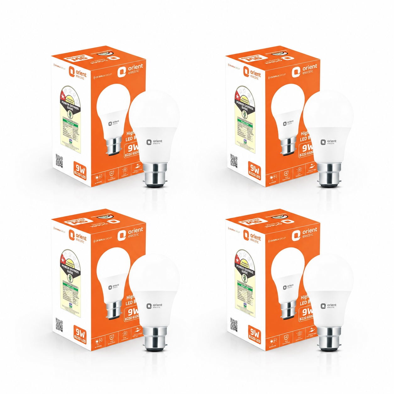 4 Orient Electric 9W High Glow LED bulb| 180-degree wide beam angle