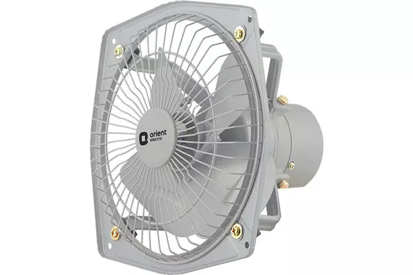 An industrial wall fan by Orient, featuring a gray metal housing, wire safety grille, and three-blade fan, shown against a plain white background.