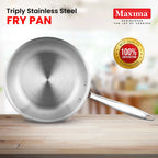 Maxima Triply Stainless Steel Wok Pan with Lid 22cm  (Induction Friendly)