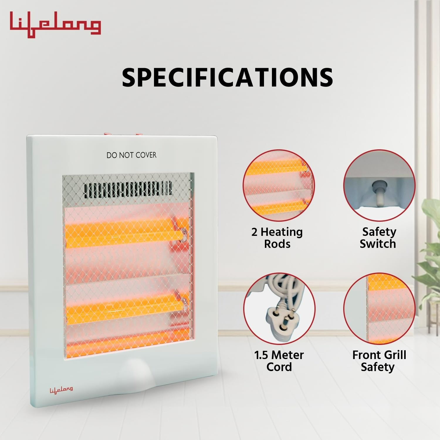 Heating pad with specifications on a white background