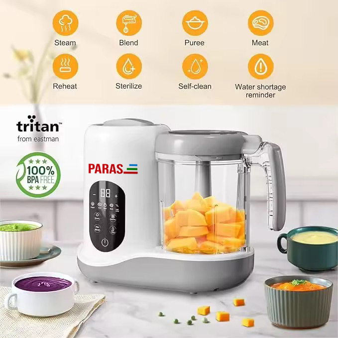 PARAS 8-in-1 Baby Food Maker – Steamer, Blender, Puree & Sterilizer (BPA-Free Tritan Jar)