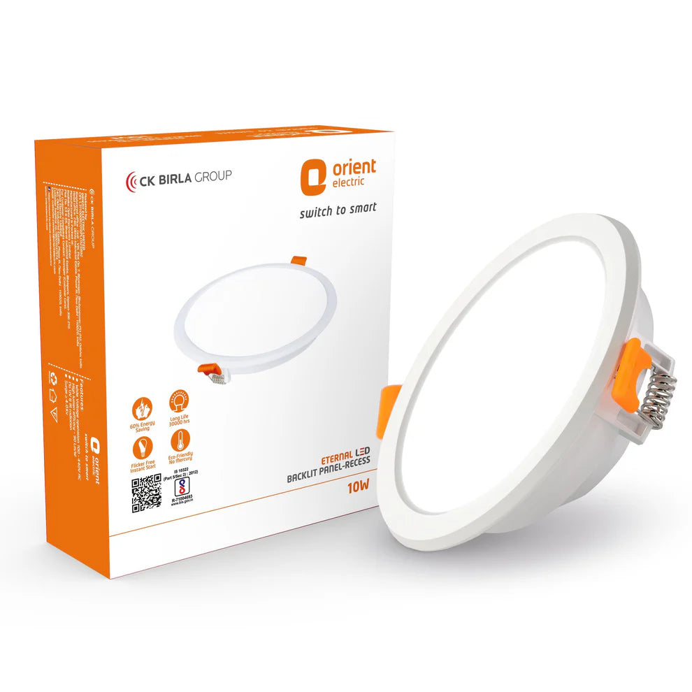Orient Eternal Backlit LED Recess Panel Round 10W Cool White ceiling light with sleek round design and energy-efficient backlit LED technology for homes and offices.