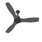 A three-blade ceiling fan with a matte black finish, featuring a modern Y-shaped design and a central round hub, shown against a plain white background.