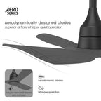 Ceiling fan with Aerodynamic blades and whisper-quiet operation on a white background