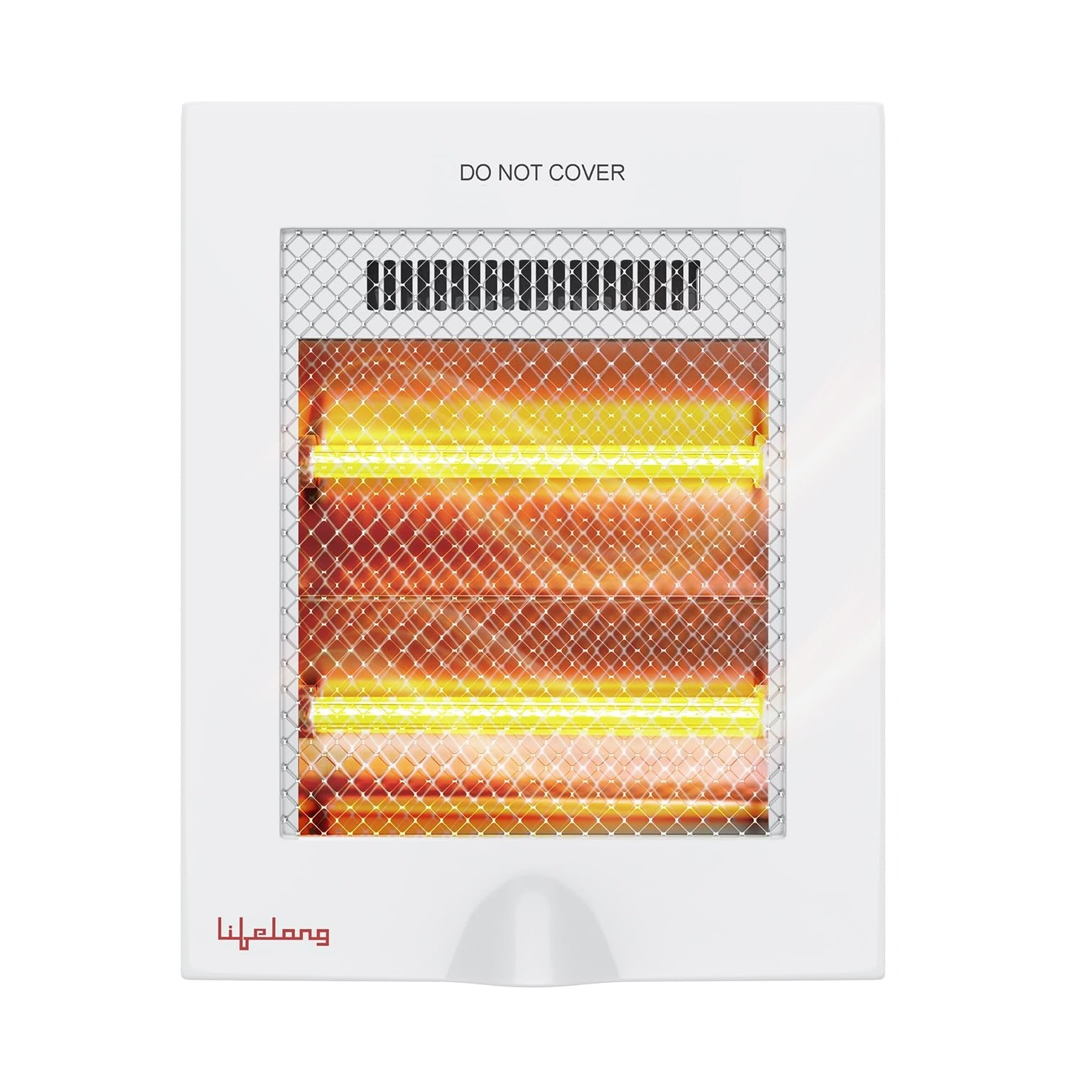 Infrared heater with mesh cover on a white background