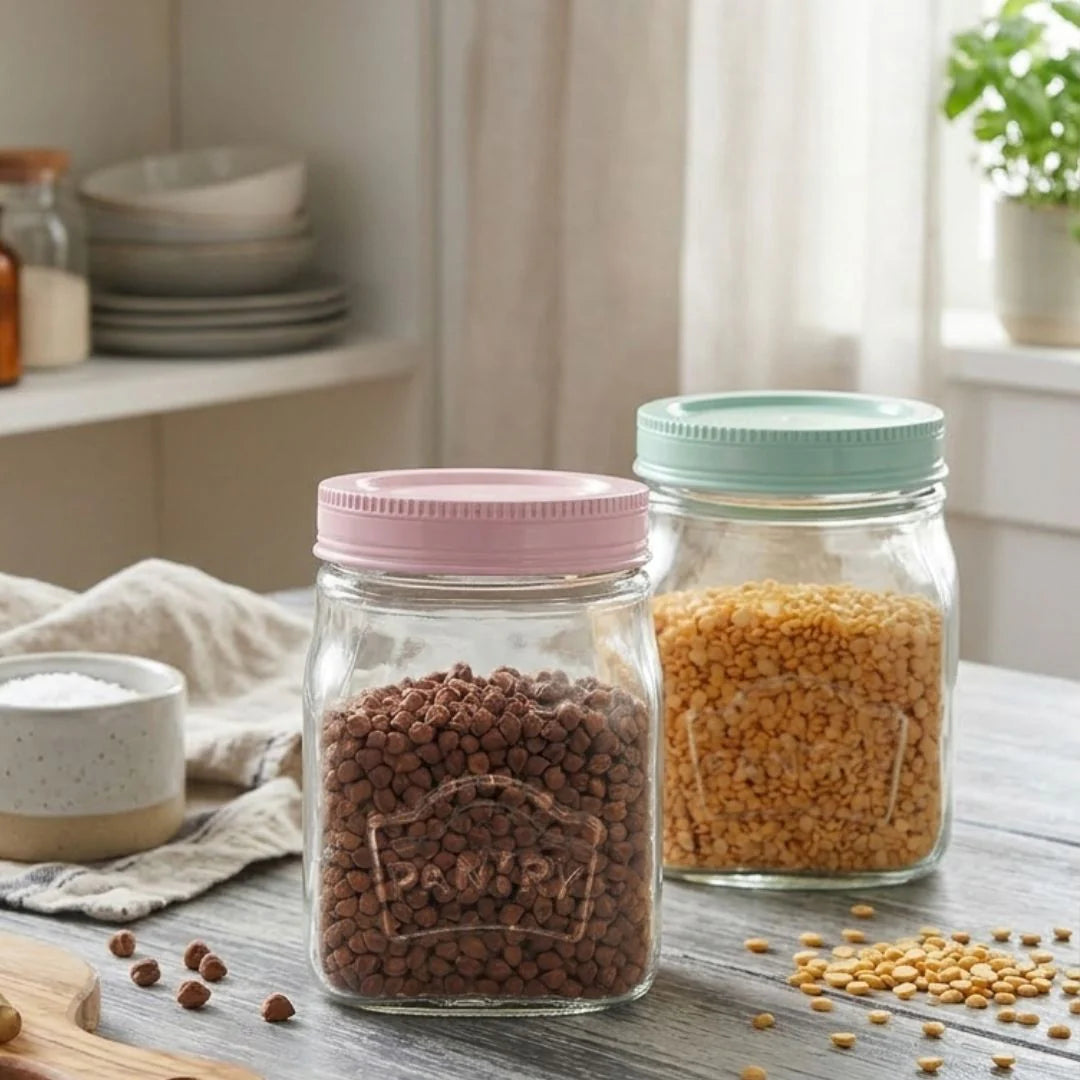 YERA Glass Pantry Jar with  Lid, 1500 ML