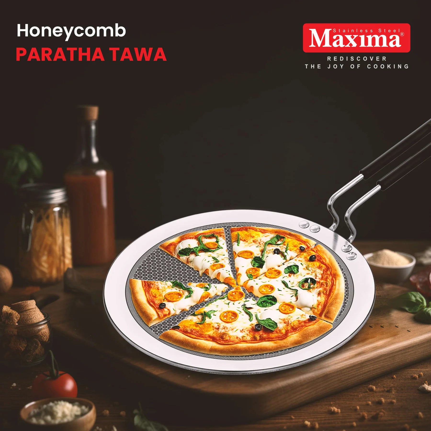 Maxima Triply Stainless Steel Honeycomb Paratha Tawa (Induction Friendly) 26 cm