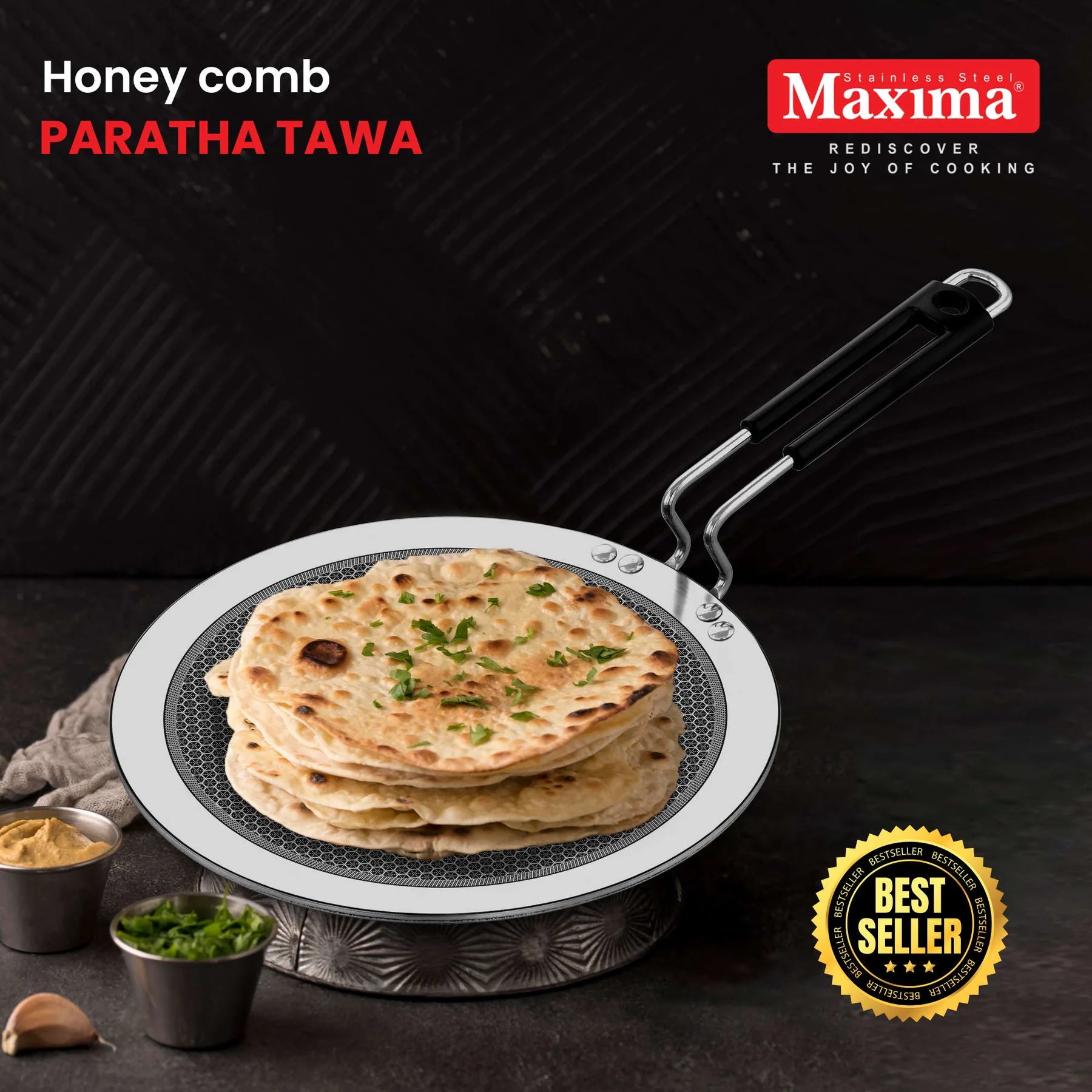 Maxima Triply Stainless Steel Honeycomb Paratha Tawa (Induction Friendly) 26 cm