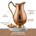 Handcrafted 2L Pure Copper Water Pitcher with Brass Handle