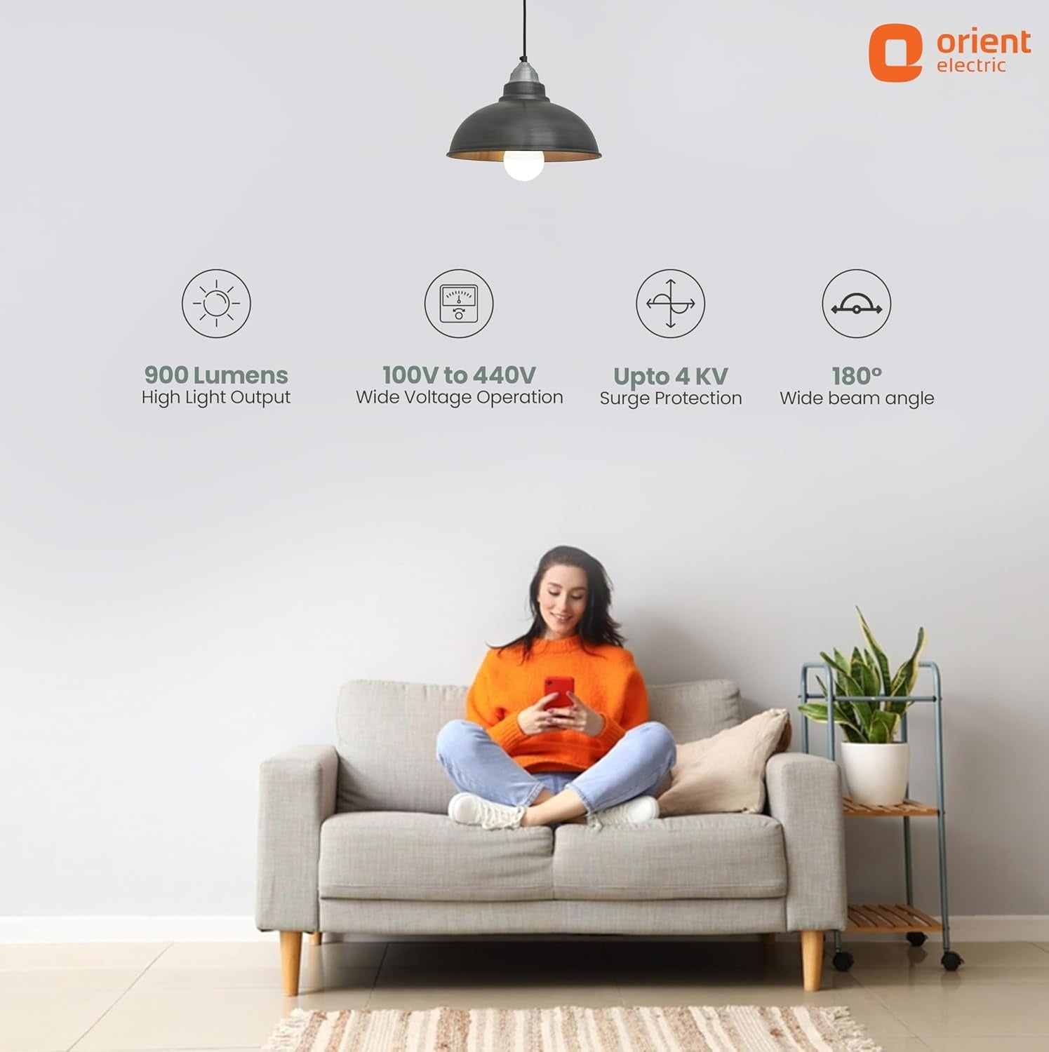 Orient Electric 9W High Glow LED bulb| 180-degree wide beam angle