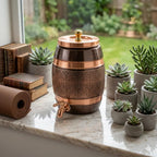 Handcrafted Antique Copper Water Dispenser with Tap & Lid 5L