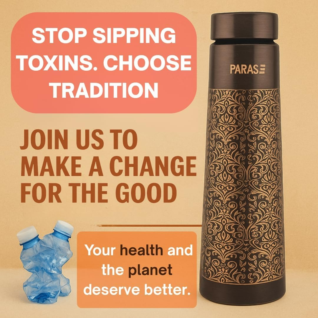 Handcrafted 32 oz Antique Pure Copper Water Bottle