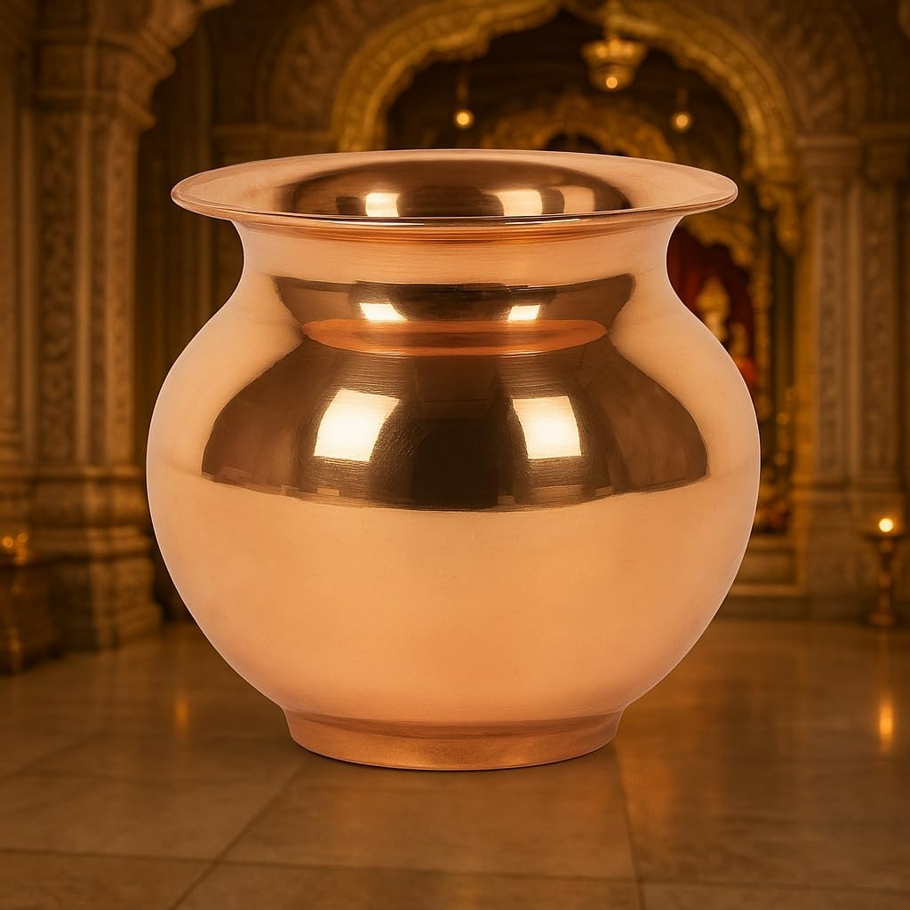 600 ml Pure Copper Kalash/Handcrafted Copper Lota for Pooja