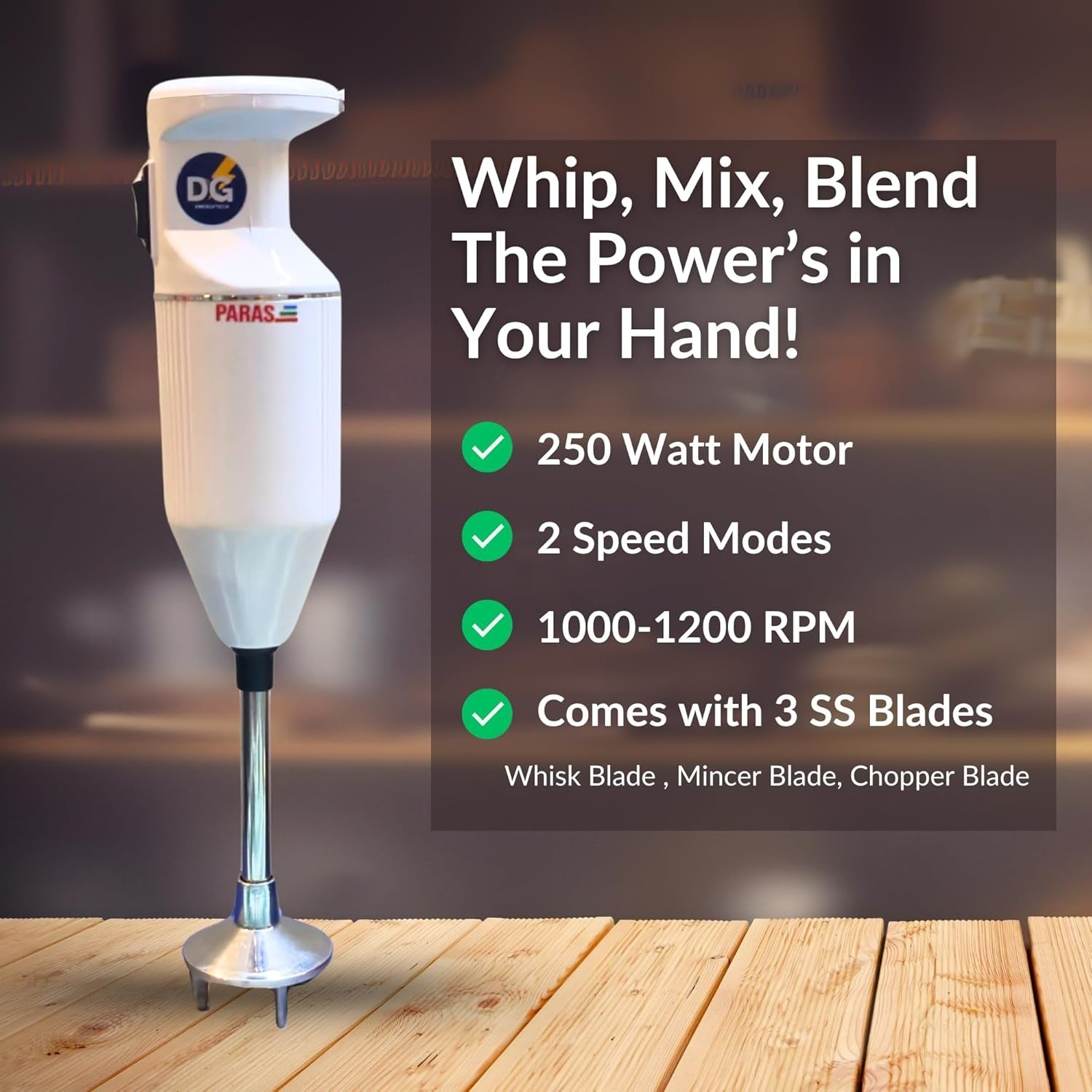 PARAS 250 Watts Ergonomic Hand Blender with 3 Blades