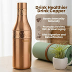 84oz Handcrafted Pure Copper Water Bottle With Built In Glass for Daily Hydration