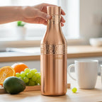 84oz Handcrafted Pure Copper Water Bottle With Built In Glass for Daily Hydration