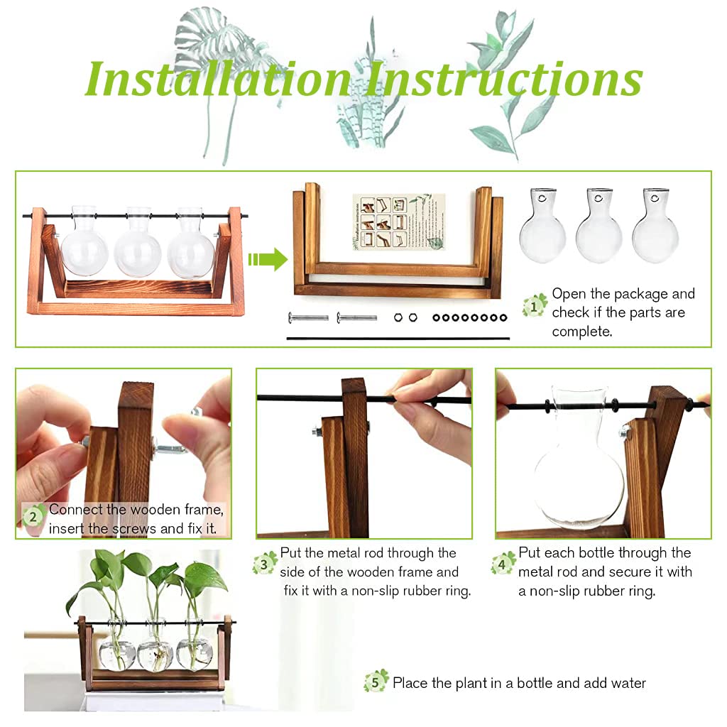 HASTHIP® 3Pcs Hydroponics Glass Planter