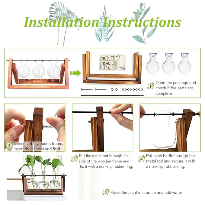 HASTHIP® 3Pcs Hydroponics Glass Planter