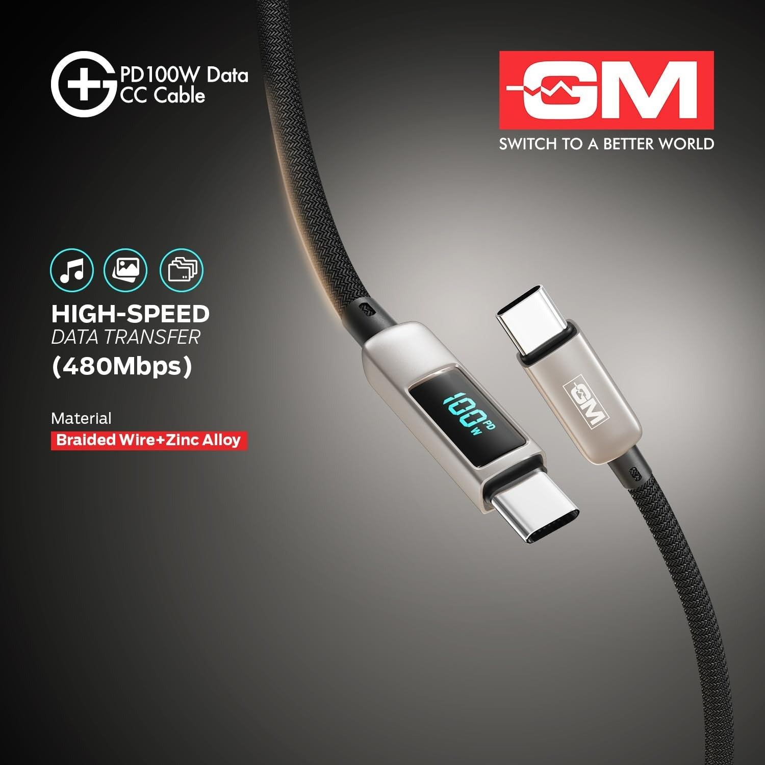 G+ PD 100W Data CC Cable,Type-C to Type-C