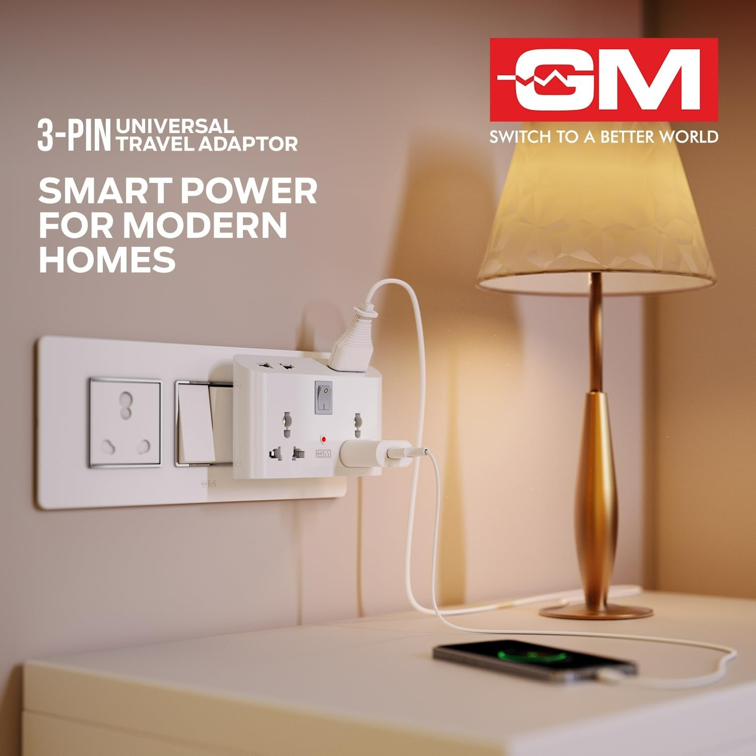 GM Travel Adapter with 4 Charging Point