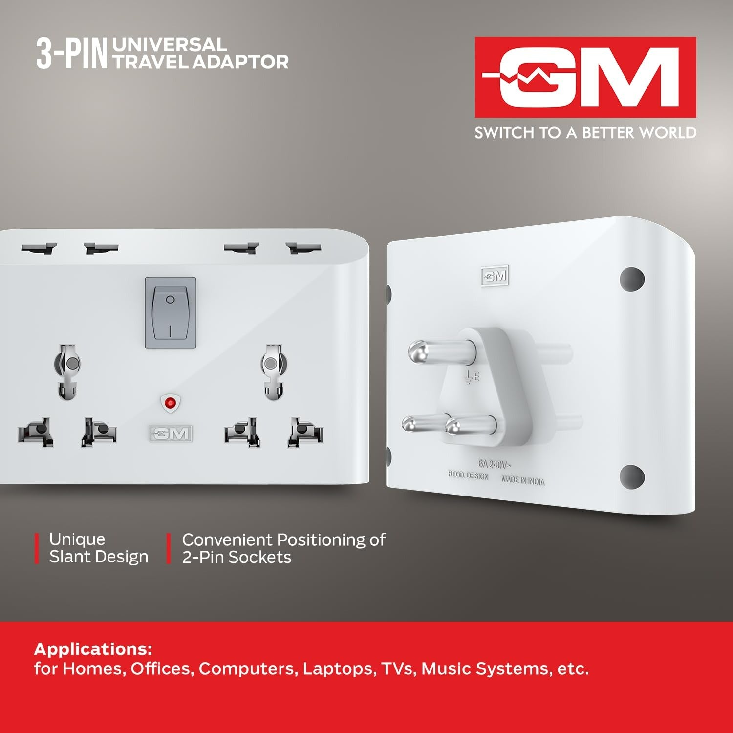 GM Travel Adapter with 4 Charging Point