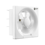 A white square wall-mounted exhaust fan with five blades, shown at a three-quarter angle on a plain white background. The brand logo 'orient' is visible on the top right of the casing.