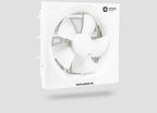 A white glass-mounted exhaust fan with a five-blade fan inside a square housing, shown floating against a light gray background. The brand 'orient' is visible in the top right corner of the housing, and 'VENTILATOR HS' is printed at the bottom.